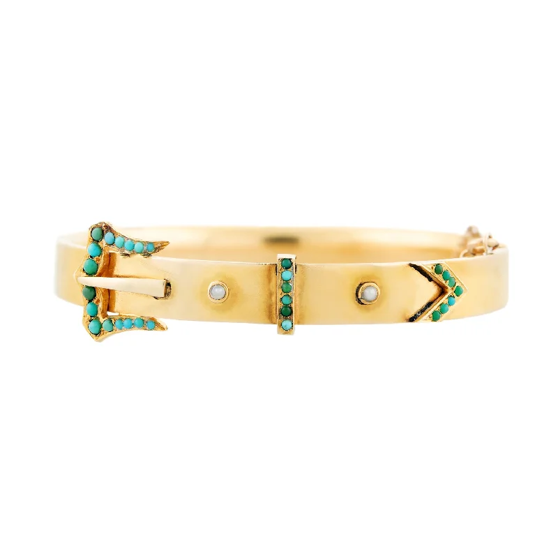 Victorian 14k Turquoise Buckle Bracelet