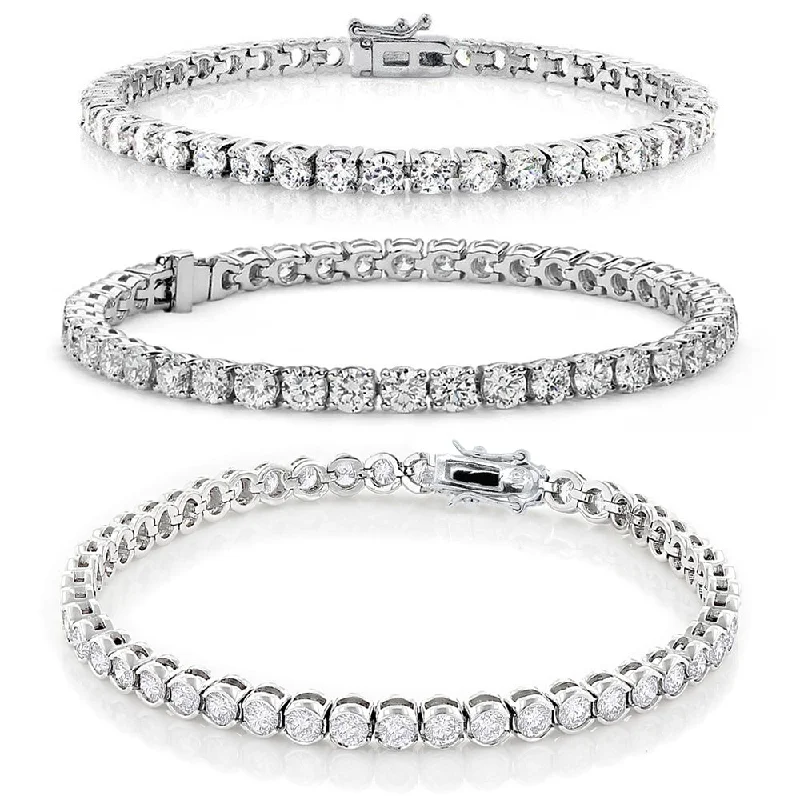 Cate & Chloe Bracelet Pack of 3 - Olivia, Joelle, Kaylee White Gold Plated Tennis Bracelet for Women