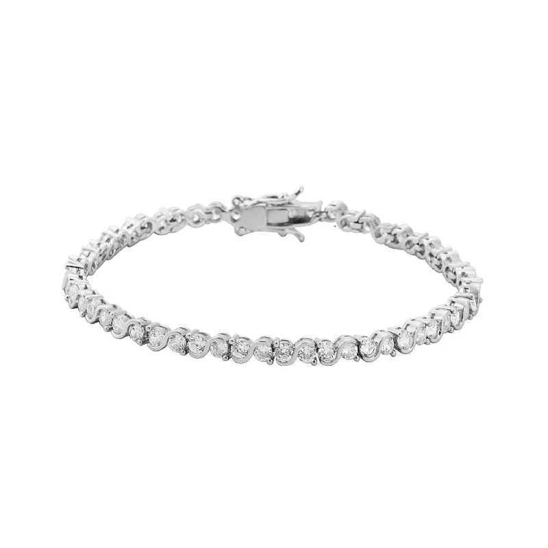 Ezra 18k White Gold Plated Infinity Tennis Bracelet with Simulated Diamond Crystals