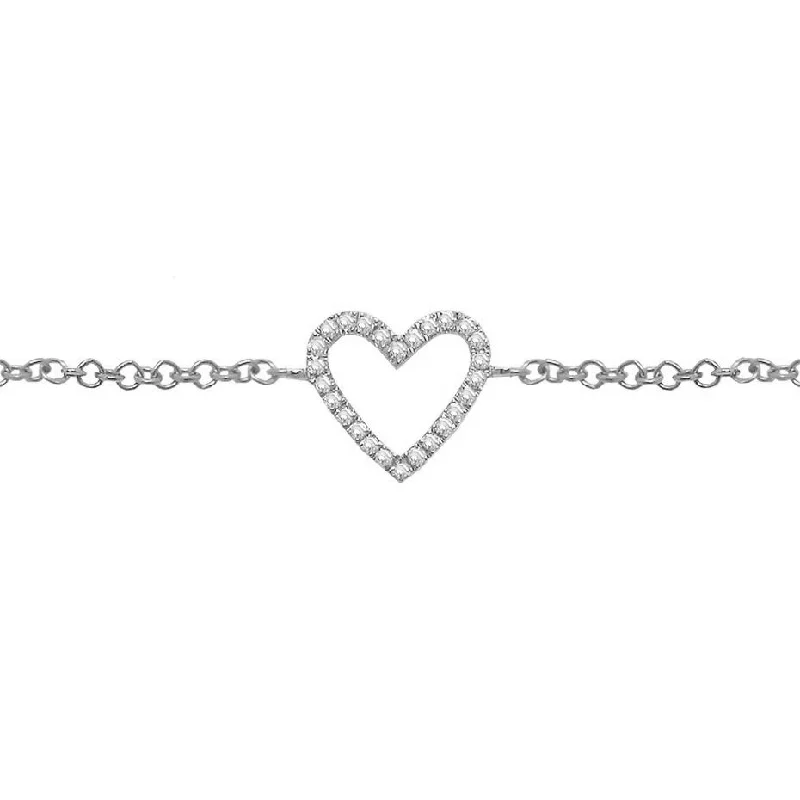 14K GOLD DIAMOND OPEN HEART BRACELET