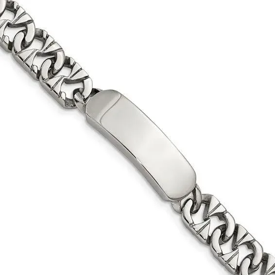 Fancy Link Chain Bracelet with Engravable Plate