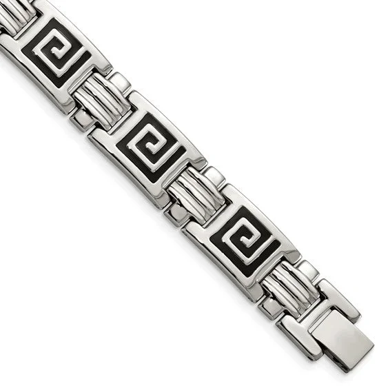 Greek Key Design Stainless Steel Men's Bracelet