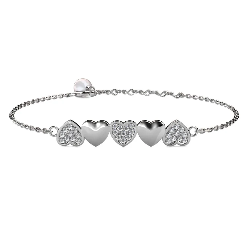 Juliette 18k White Gold Plated Heart Bracelet with Swarovski Crystal