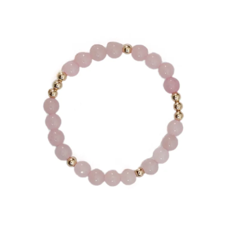 "LEENA" Rose Quartz and Gold Filled Ball beads Bracelet