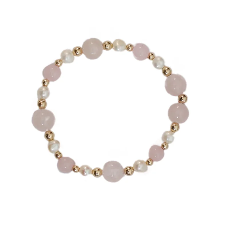 "LOGAN" Rose Quartz and Gold Filled Ball beads Bracelet