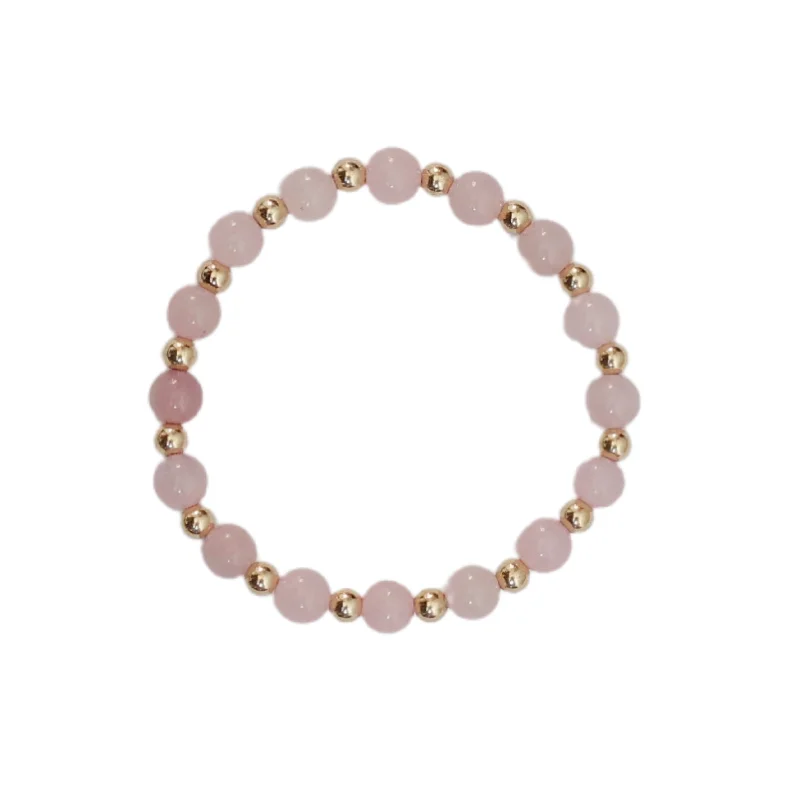 "LYDIA" Rose Quartz and Gold Filled Ball beads Bracelet