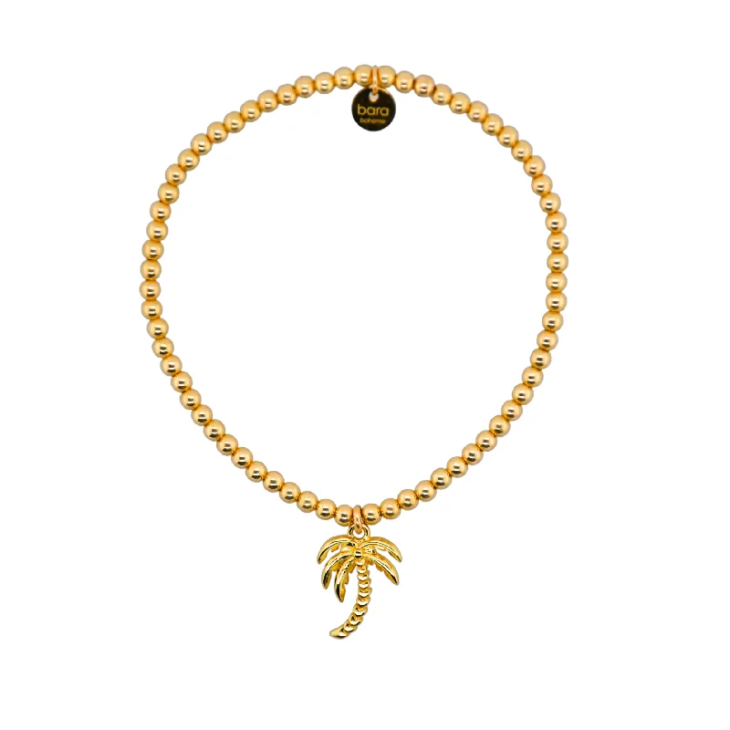 "MIAMI PALM TREE" Gold Plated Charm with 14K Gold Filled beads Bracelet