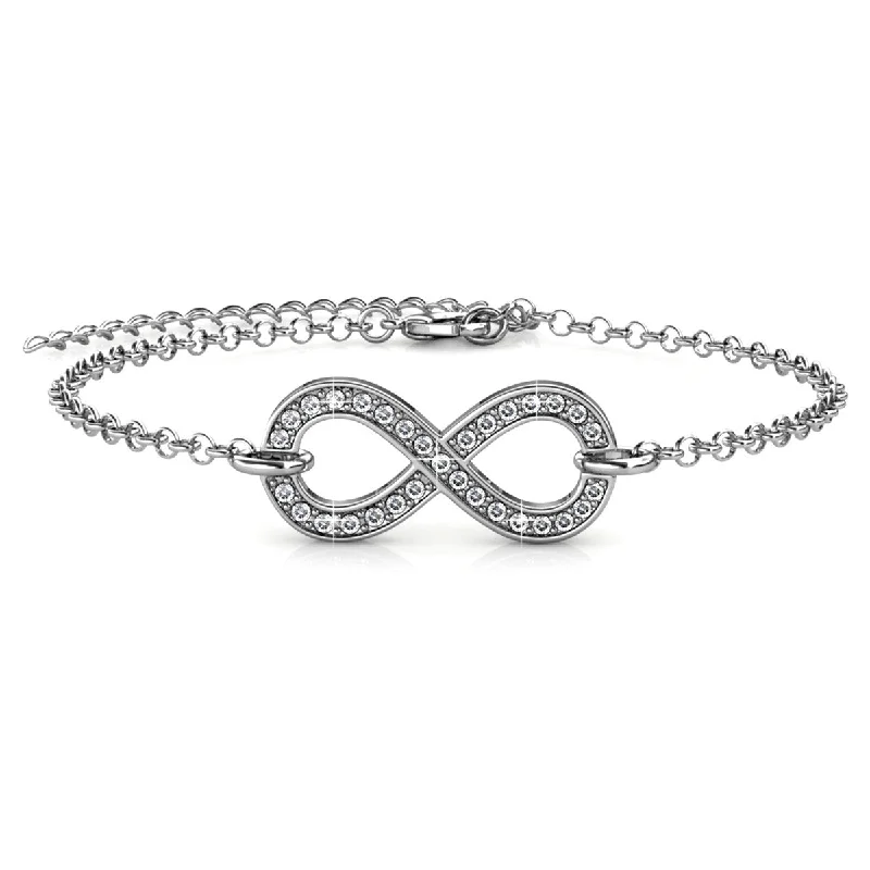 Morgan 18k White Gold Plated Infinity Bracelet with Swarovski Crystals