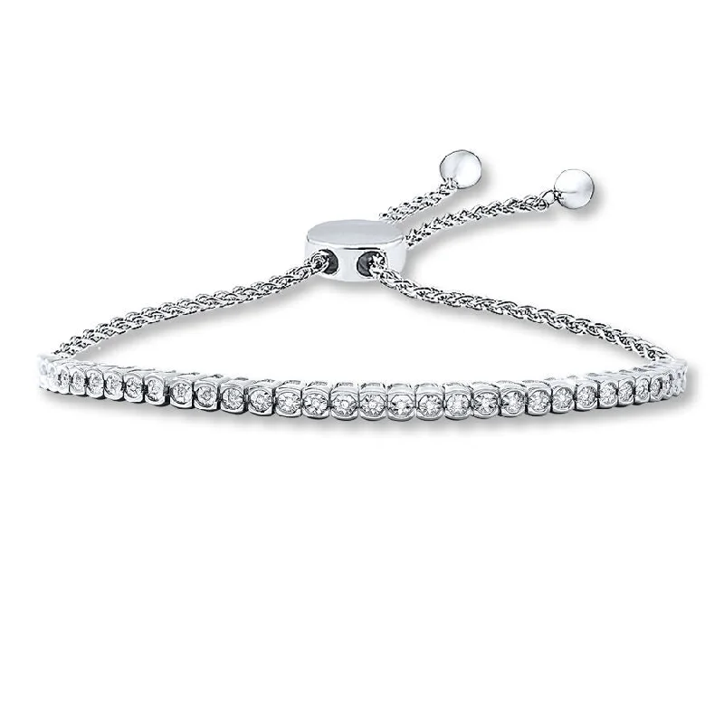 Pre-Owned Kay 1/15 ct Diamond Bolo Bracelet in Sterling Silver