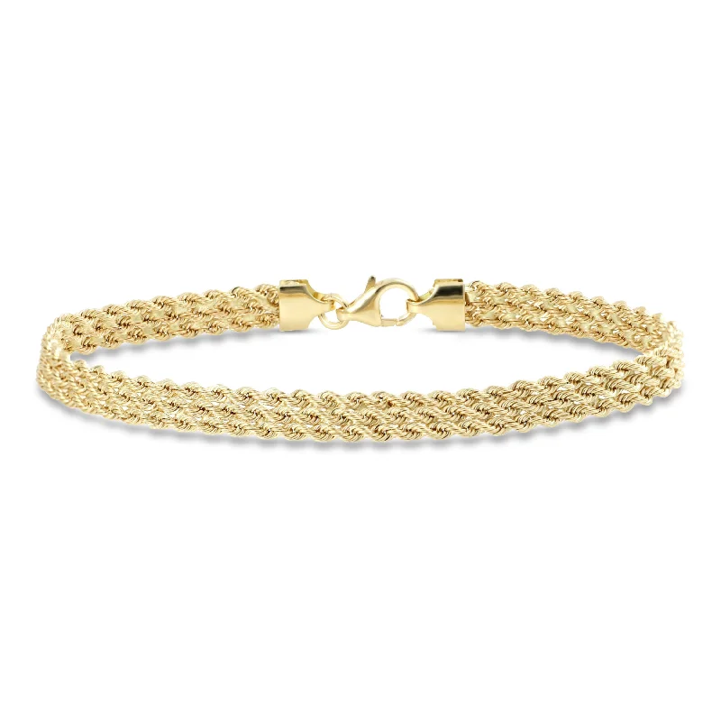 Pre-Owned Kay Solid Italian Multi Strand Rope Bracelet in 14K Yellow Gold