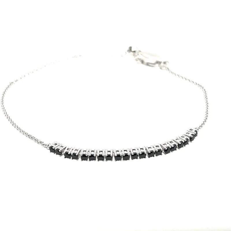 Sterling Silver Black Spinel Adjustable Bracelet