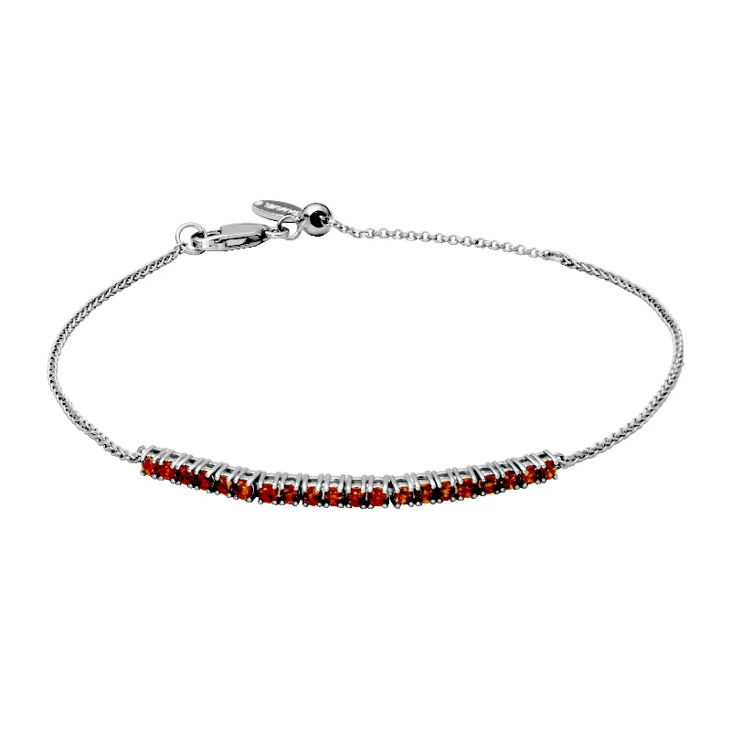 Sterling Silver Garnet Adjustable Bracelet