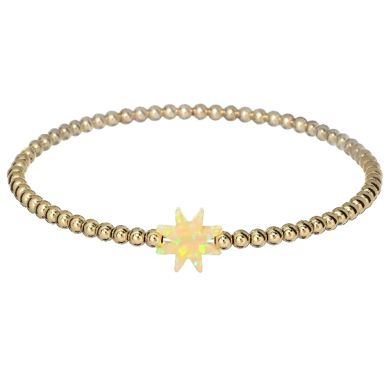 "SUN" Opal Charm and Gold Filled Ball Beaded Bracelet