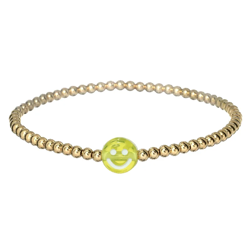 "TRANSLUCENT HAPPY FACE" Charm with Tarnish-Free Ball Beads