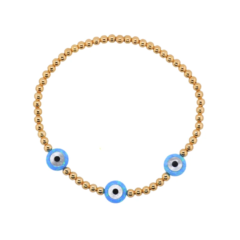 "TRIPLE EVIL EYE" Medium Opal Charm Bracelet