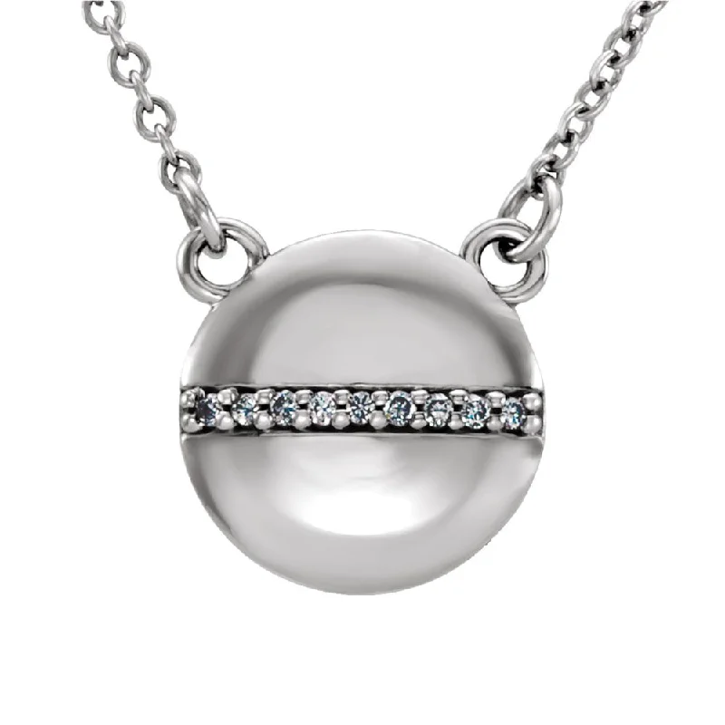 .025 Ctw Diamond 10mm Circle Necklace in 14k White Gold, 16 Inch