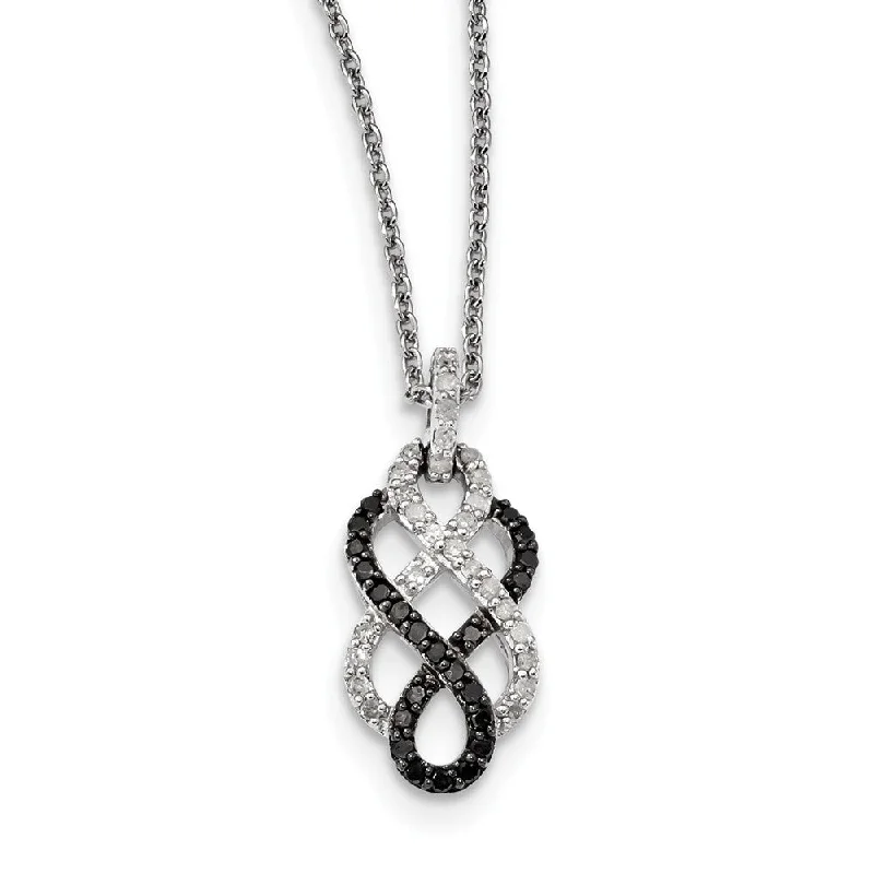 1/2 Cttw Black & White Diamond Infinity Necklace in Sterling Silver