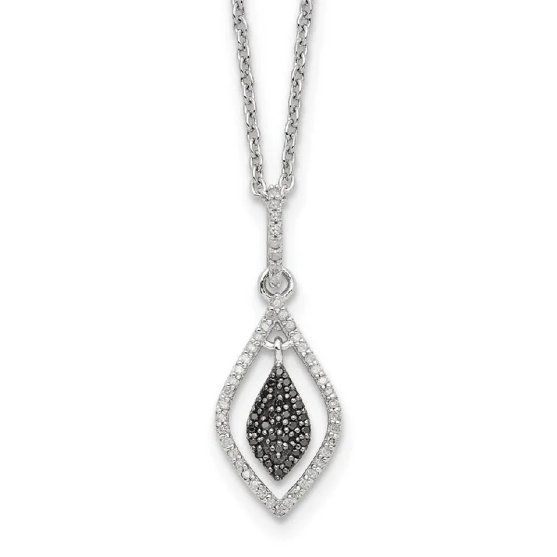 1/5 Ctw Black & White Diamond Double Marquise Sterling Silver Necklace