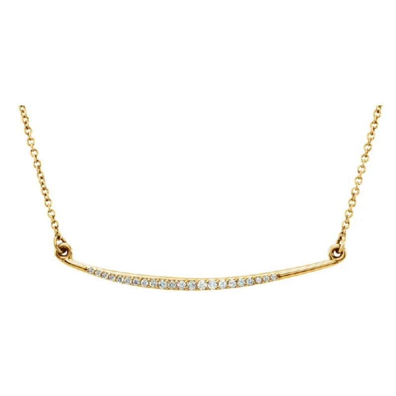 1/8 Ctw Diamond Curved Bar Necklace in 14k Yellow Gold, 16 Inch