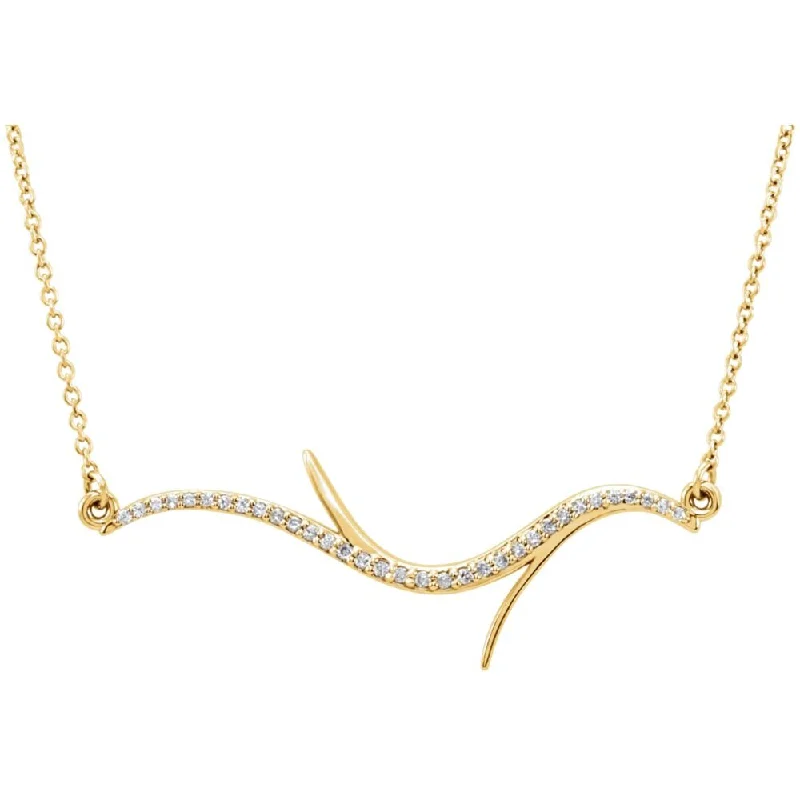 1/8 Ctw Diamond Freeform Bar Necklace in 14k Yellow Gold, 18 Inch