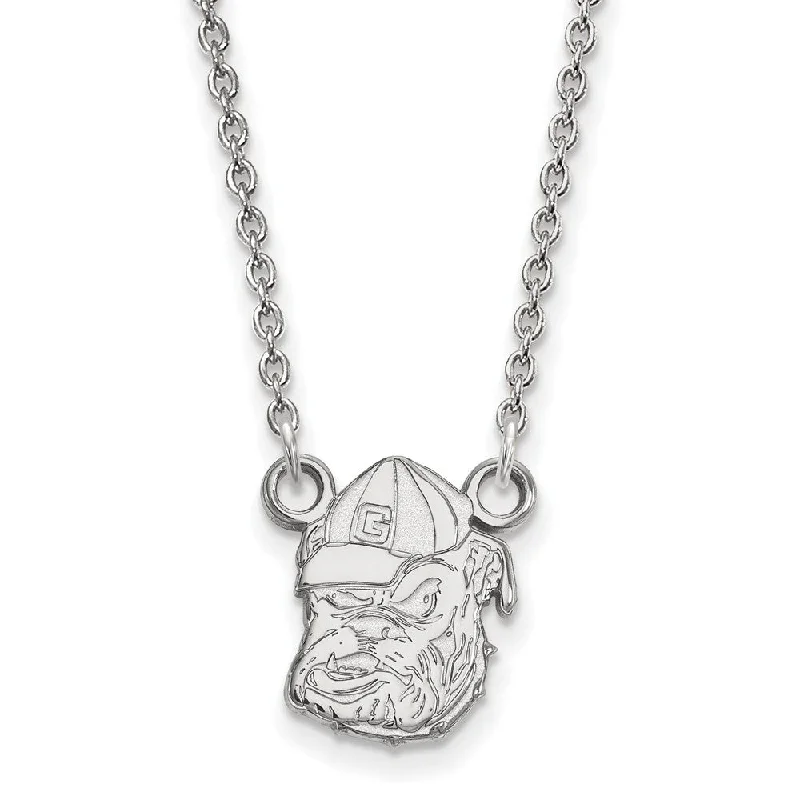 10k White Gold U of Georgia Small Bulldog Pendant Necklace