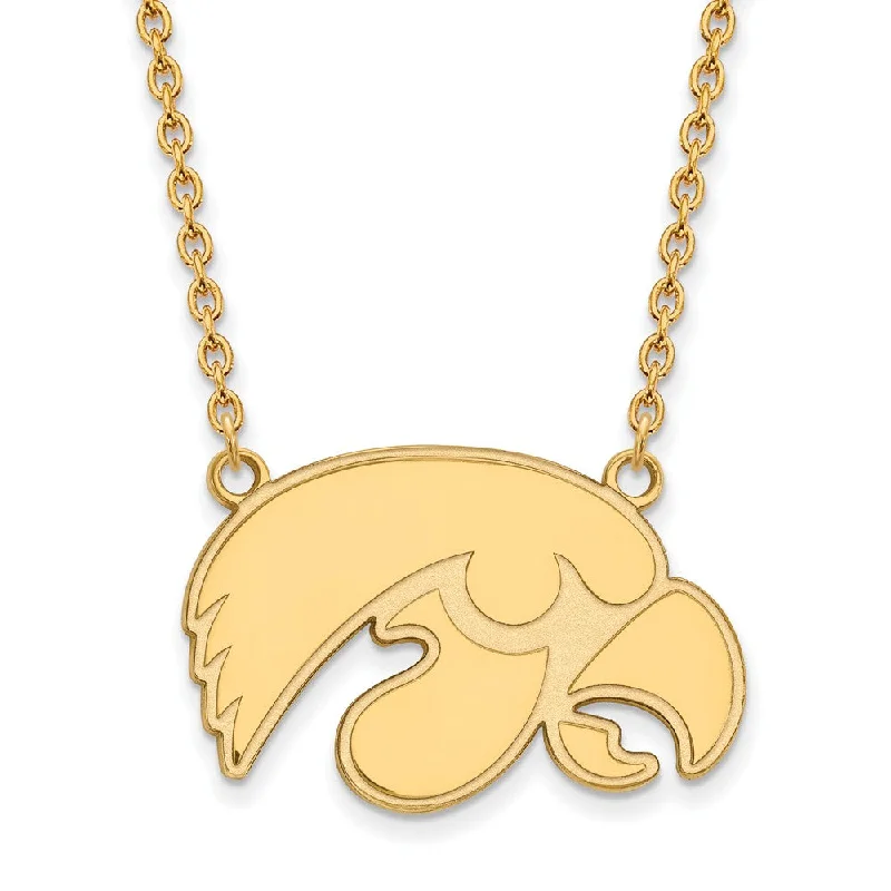 14k Gold Plated Silver U of Iowa Hawkeye Pendant Necklace