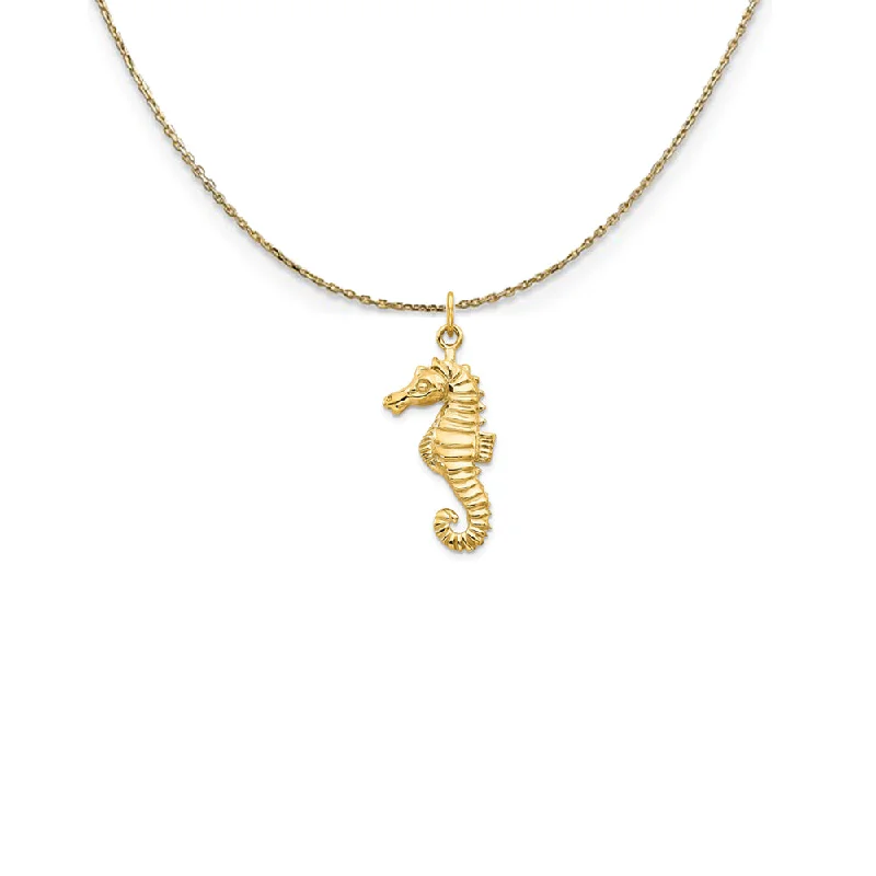 14k Yellow Gold 2D Polished Seahorse Necklace