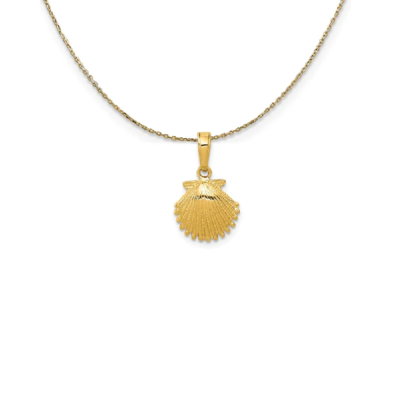 14k Yellow Gold Small Textured Scallop Shell Necklace