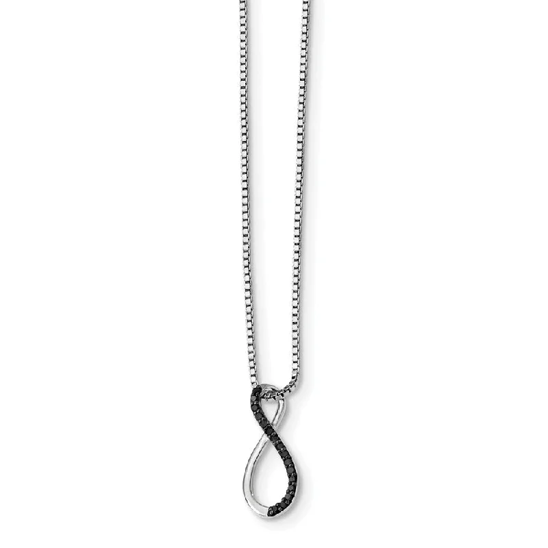 Black Diamond Figure 8 Necklace in Rhodium Plated Sterling Silver