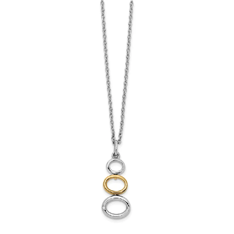 Descending Circle Diamond Necklace in Rhodium Gold tone Plated Silver