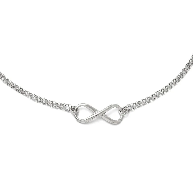 Infinity Symbol Double Strand Necklace in Sterling Silver, 18 Inch