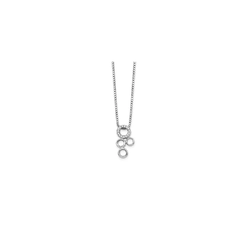 Multi Circle Diamond Necklace in Rhodium Plated Silver, 18-20 Inch