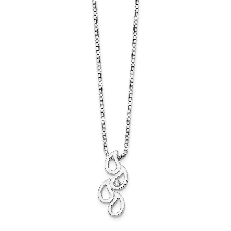 Multi Teardrop Diamond Necklace in Rhodium Plated Silver, 18-20 Inch