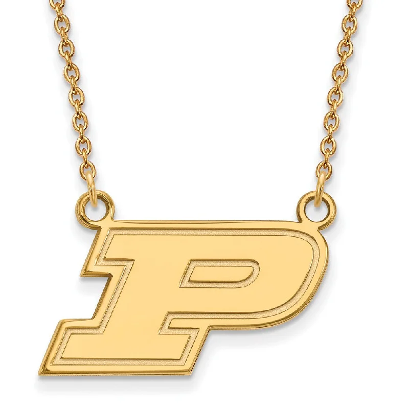 14k Gold Plated Silver Purdue Small Initial P Pendant Necklace