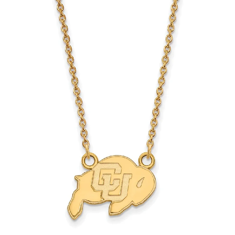 14k Gold Plated Silver U of Colorado Sm Buffalo Pendant Necklace