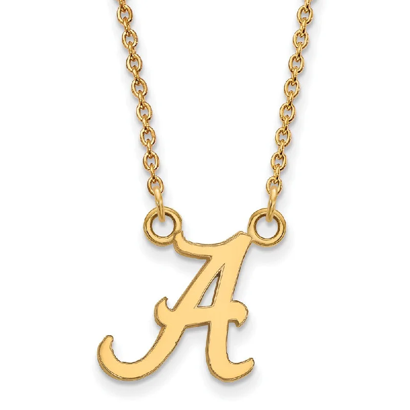 14k Yellow Gold U of Alabama Small Initial A Pendant Necklace