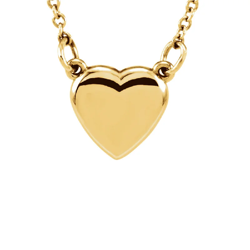 Polished 9mm Classic Heart Necklace in 14k Yellow Gold, 18 Inch