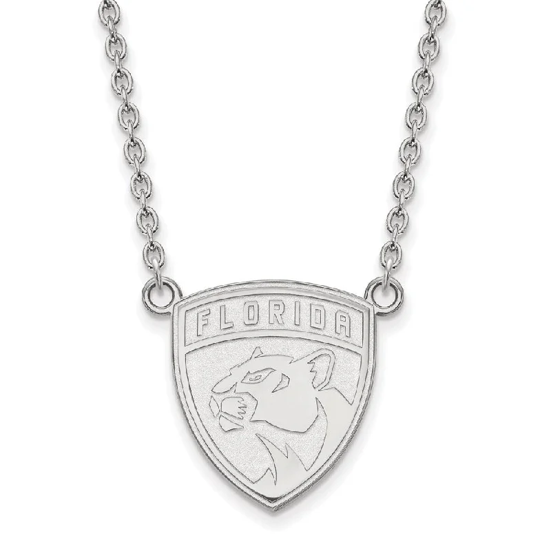 Sterling Silver NHL Florida Panthers Large Necklace, 18 Inch