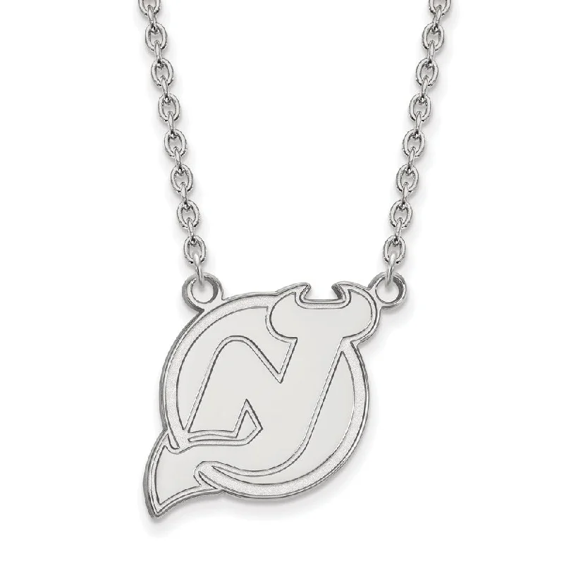 Sterling Silver NHL New Jersey Devils Large Necklace, 18 In