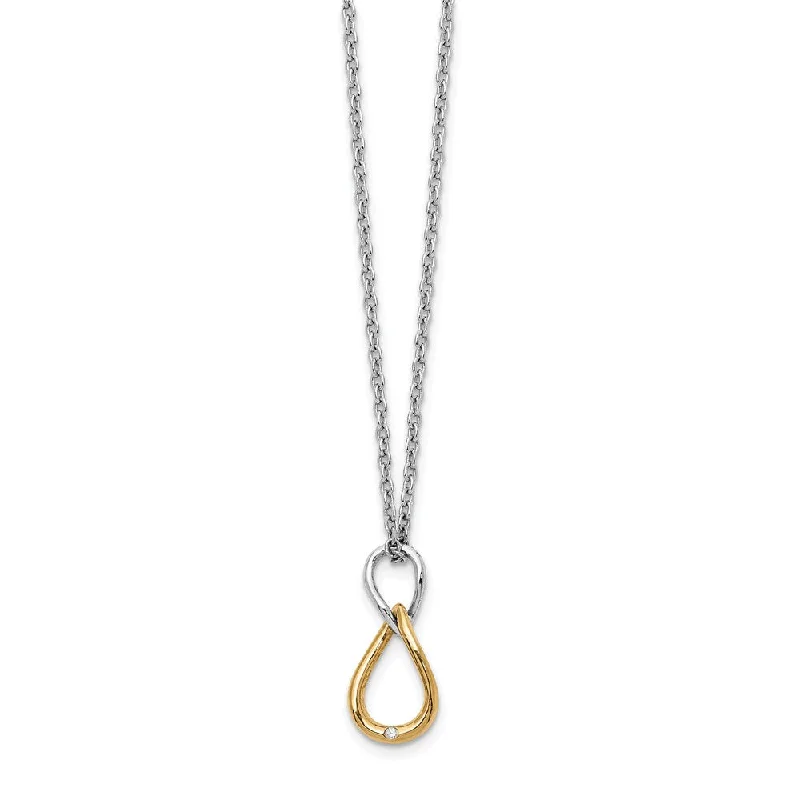 Twisted Diamond Necklace, Rhodium & Gold Tone Plated Silver, 18-20 In