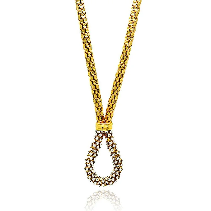 Silver 925 Gold Rhodium Plated Multiple Disc CZ Italian Necklace - ITN00040GP