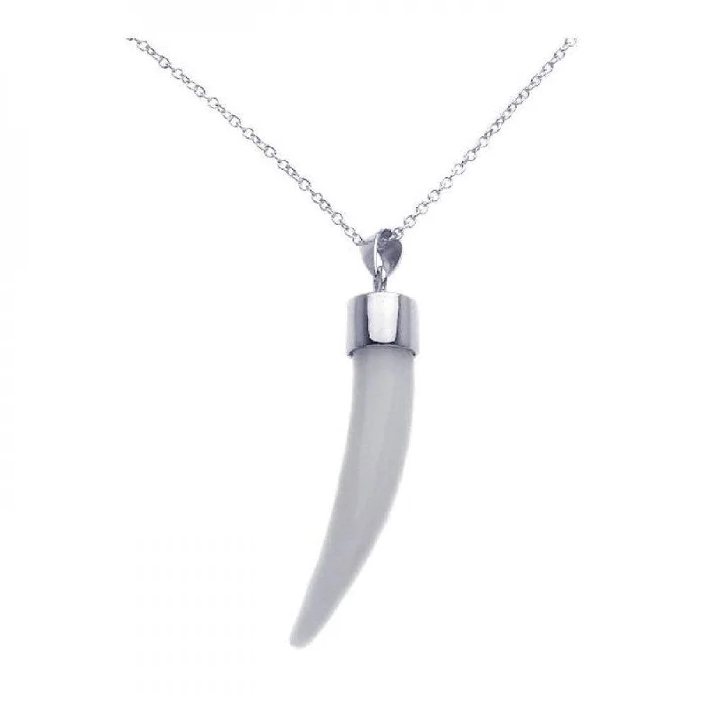 Silver 925 Rhodium Plated Tooth Pendant Necklace - STP00975