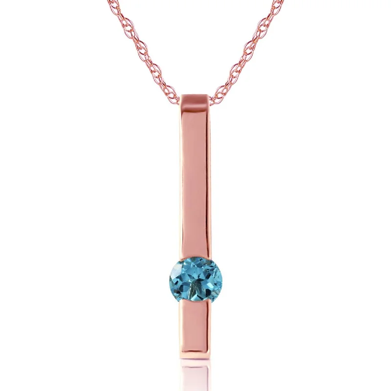 0.25 Carat 14K Solid Rose Gold Blue Topaz Necklace