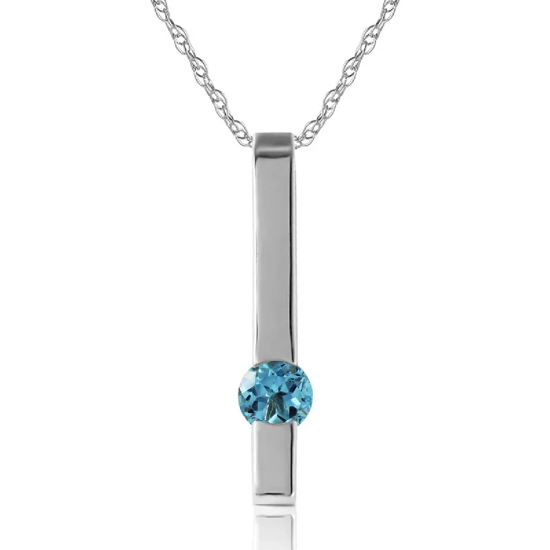 0.25 Carat 14K Solid White Gold Mysterious Ways Blue Topaz Necklace