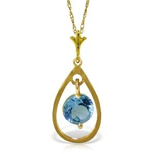 0.3 Carat 14K Solid Yellow Gold Love Thyself Blue Topaz Necklace