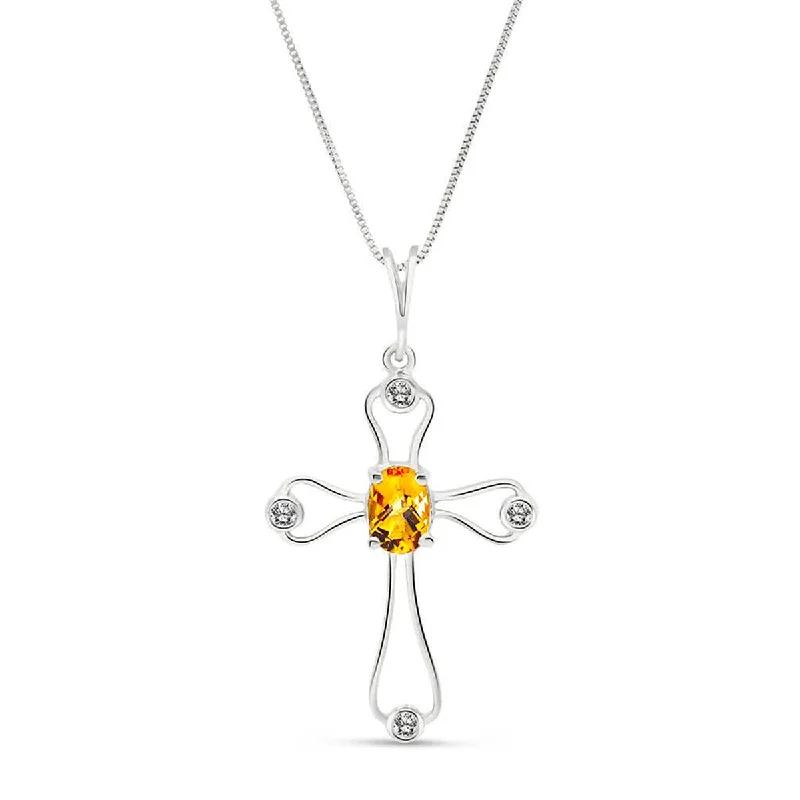 0.57 Carat 14K Solid White Gold Love Is Never Conceited Citrine Necklace