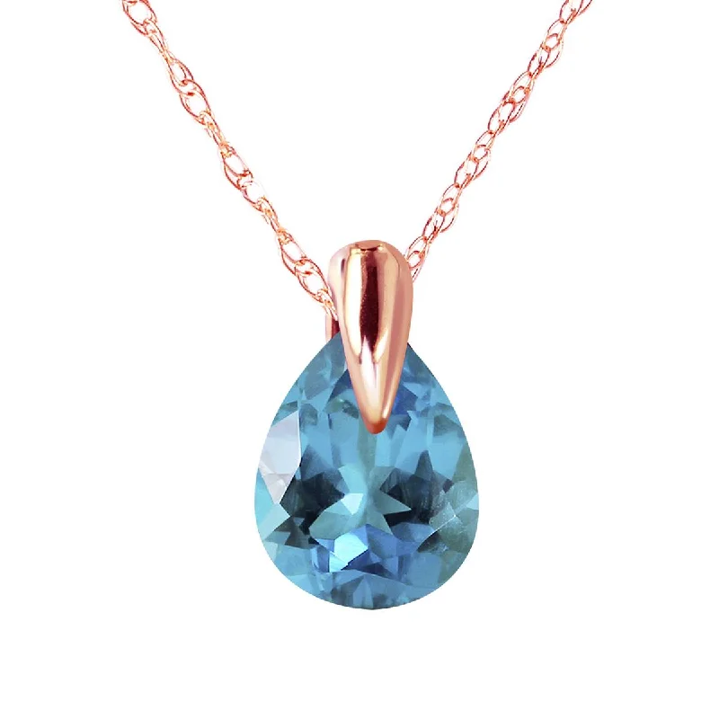 0.68 Carat 14K Solid Rose Gold Necklace Natural Blue Topaz