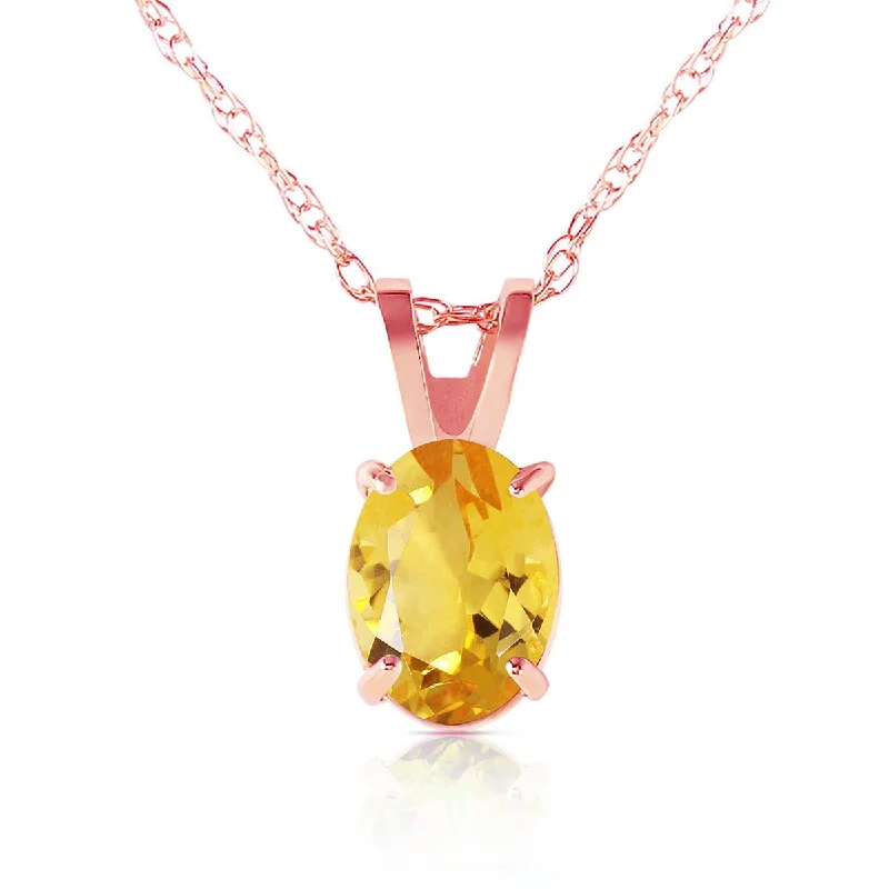 0.85 Carat 14K Solid Rose Gold Solitaire Citrine Necklace