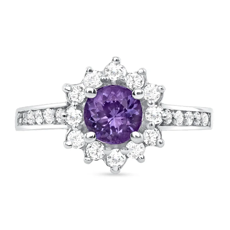 0.86 ct Tanzanite and Diamond Ring in 14k White Gold