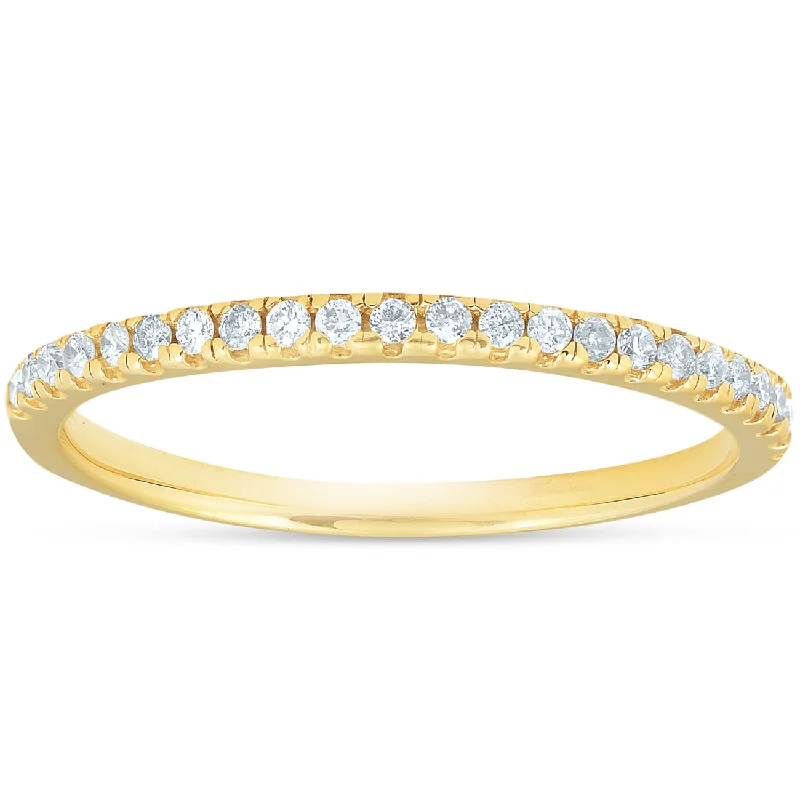 1/10CT Lab Grown Diamond Wedding Ring Womens Stackable Band 10k Yellow Gold